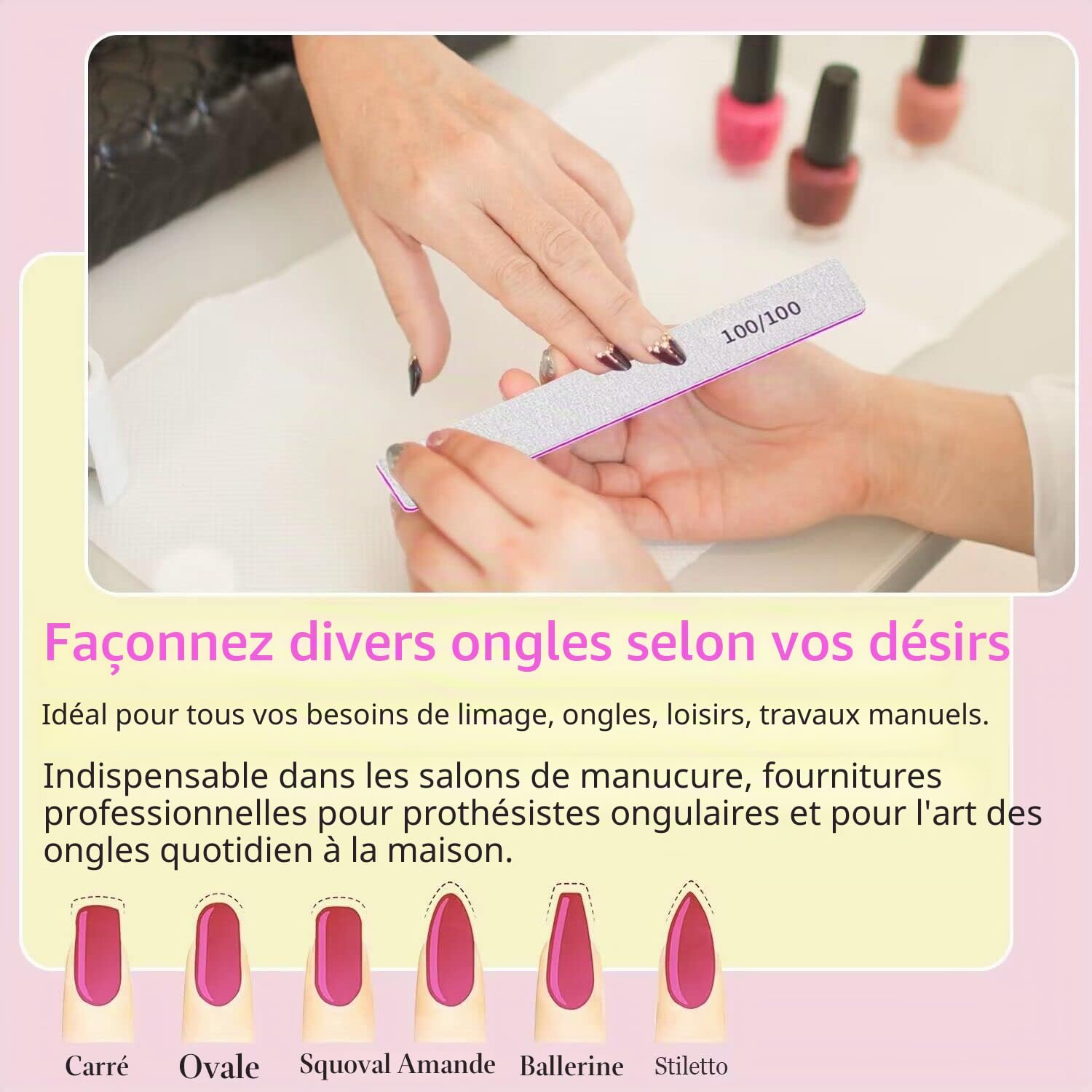 12 Pièces Limes A Ongles, Grains 80/80 Lime A Ongles Professionnelle, Lime à Ongles Double Face Pour Manicure And Pedicure, Lime Ongle Carrées Pour L'extension Des Ongles En Poly Au Salon De Coiffure
