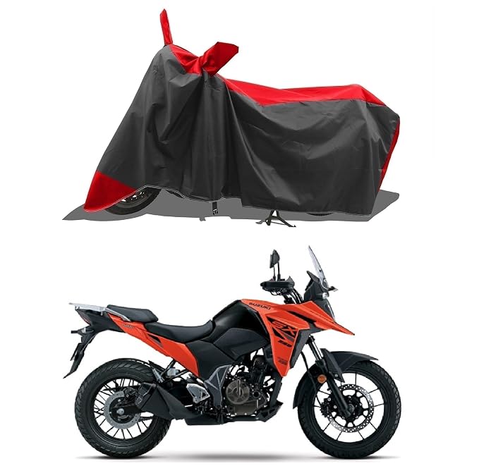 Two Wheeler - Bike Cover for New Suzuki V-Strom SX 250 Bike Cover with Water-Resistant and Dust Proof Premium 190T Fabric_Red Stripe