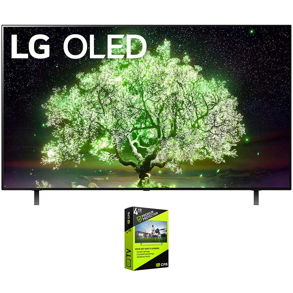 LG OLED48A1PUA 48 Inch OLED TV (2021 Model) Bundle with Premium 4 YR CPS Enhanced Protection Pack