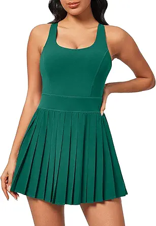 Heathyoga Women's Tennis Dress with Shorts and Pockets, Athletic Dress for Workout and Golf