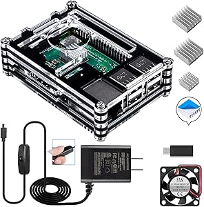 Smraza Raspberry Pi 3 B+ Case with Fan, 5V 2.5A Power Supply and 3 Heat Sinks for Raspberry Pi 3 Model B+ (B Plus), 3B, 2B