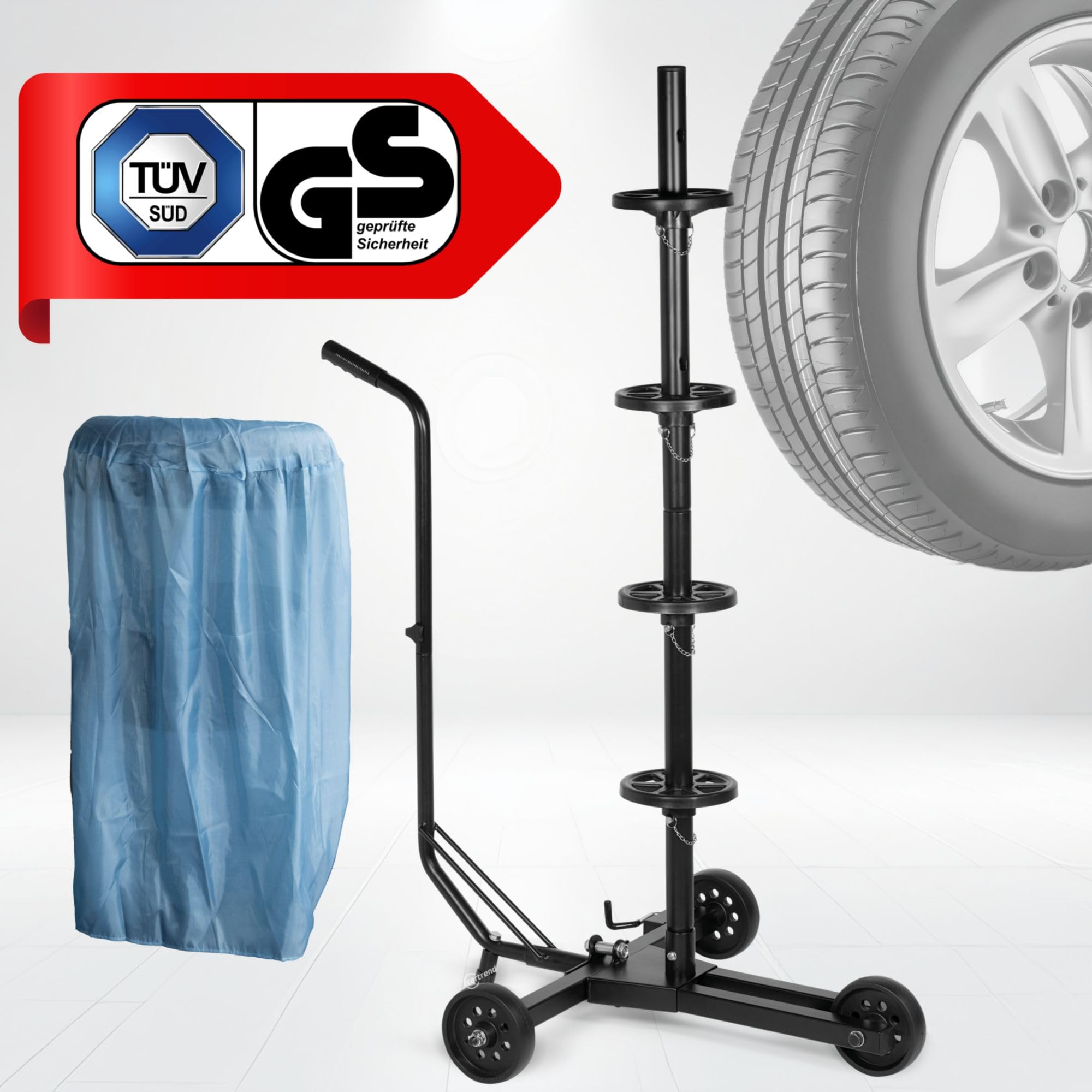 cartrend Cotons de jante, arbre de jante mobile avec housse de protection pour pneus, jusqu'à 255 mm de largeur, coussinets pour protéger les jantes