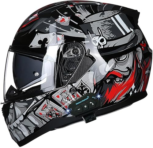 Casco de motocicleta Bluetooth antivaho, doble visera, abatible, casco de moto de cara completa, aprobado por DOT, altavoz dual integrado con