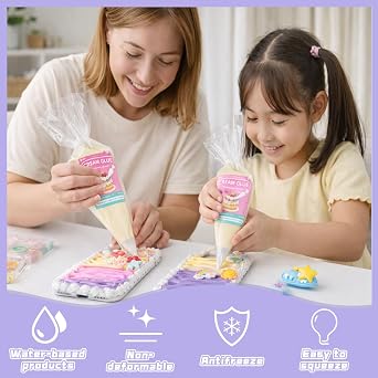 10 Colors Cream Glue Kit (100g x 10 Bags) - Soft Natural Palette, DIY Whipped Cream Glue for Phone Case & Crafts, Smooth Texture with Glossy Finish, Non-Toxic Water-Based Resin