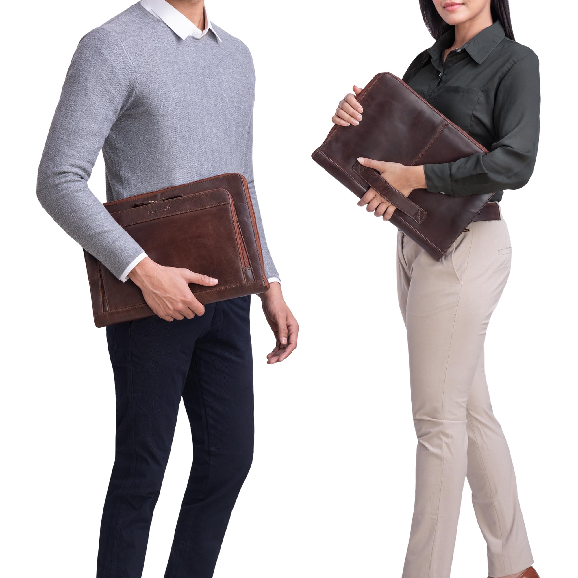 STILORD "Dillon" Conference Folder Leather Vintage Business Case A4 Laptop Case13,3 Inch Notebook MacBook Case Bag Cover Briefcase Envelope Portfolio Colour:Lyon - Image 2