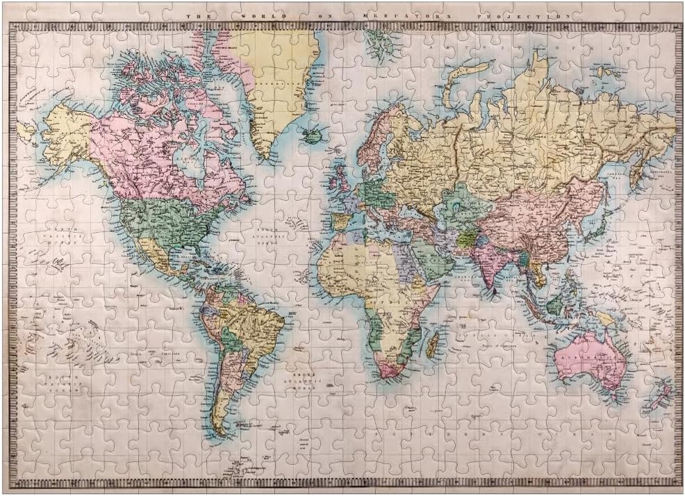 MyPuzzle World Map After Mercator Projection 1860 - Premium 500 Piece Jigsaw Puzzle for Adults