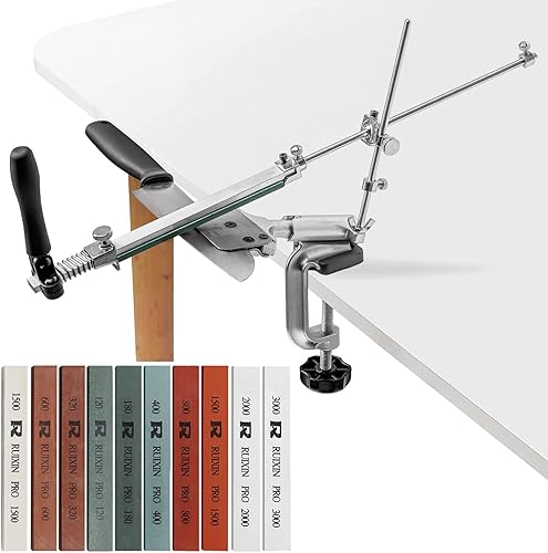 MOVIRON - Afilador de cuchillos profesional sistema de afilado con diseño de rotación en 360  ángulo fijo de rotación de acero inoxidable para la