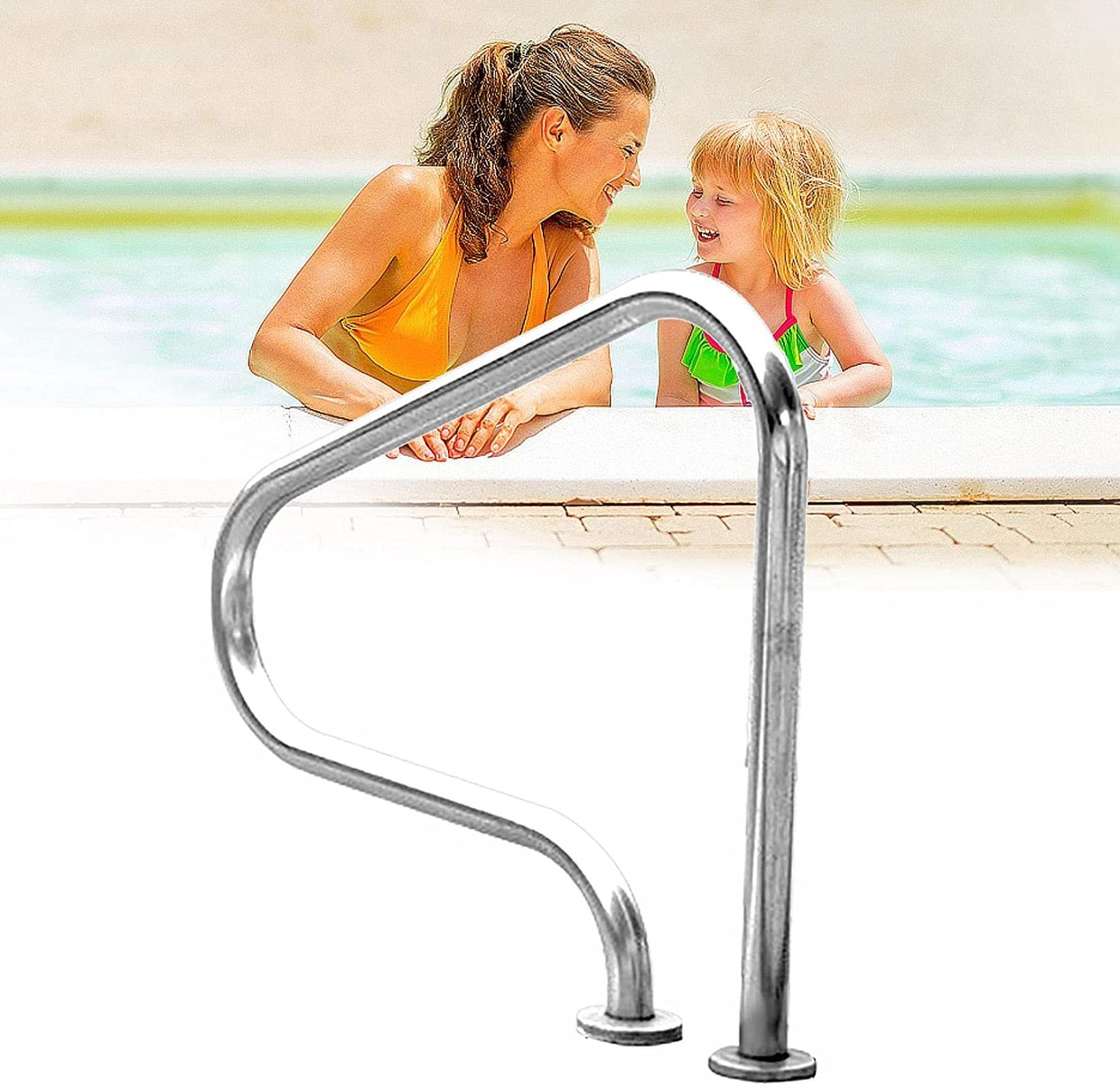 Main courante de piscine creusée antidérapante pour entrée sécurisée