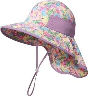 Toddler Sun Hat Kids Bucket Hat Sun Protection Summer Beach Play Fishing Hat Neck Flap for Girls Boys Ages 2-10