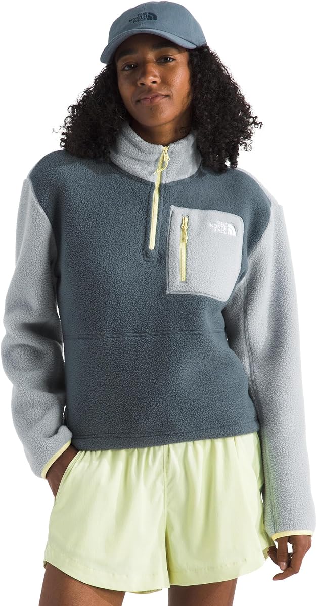 Chaqueta Yumiori con cremallera de un cuarto para mujer | Abrigo ligero de forro polar con logotipo bordado y bolsillo seguro con cremallera en el pecho.