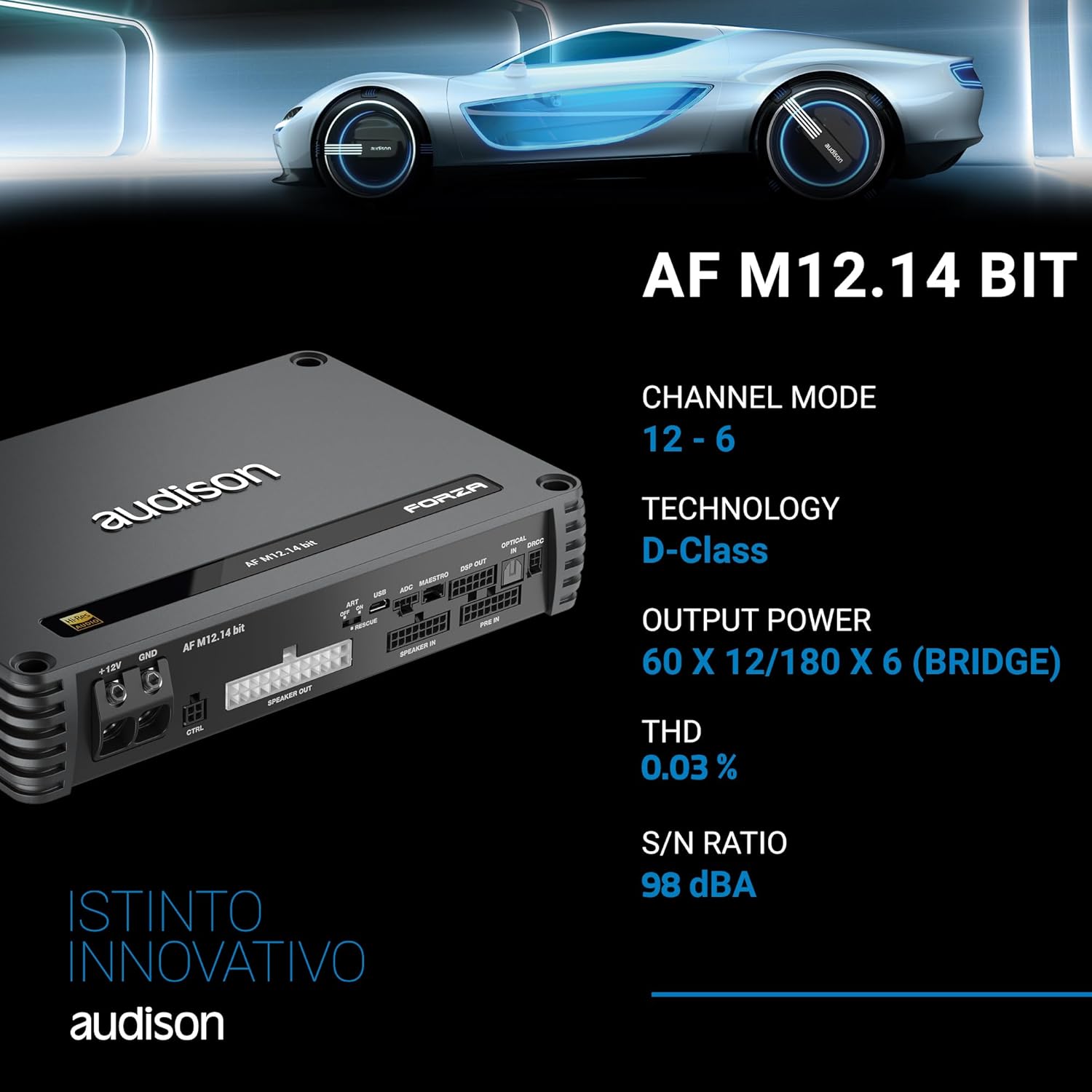 Audison AF M12.14 bit 12-Channel Amplifier with DSP - 1080W