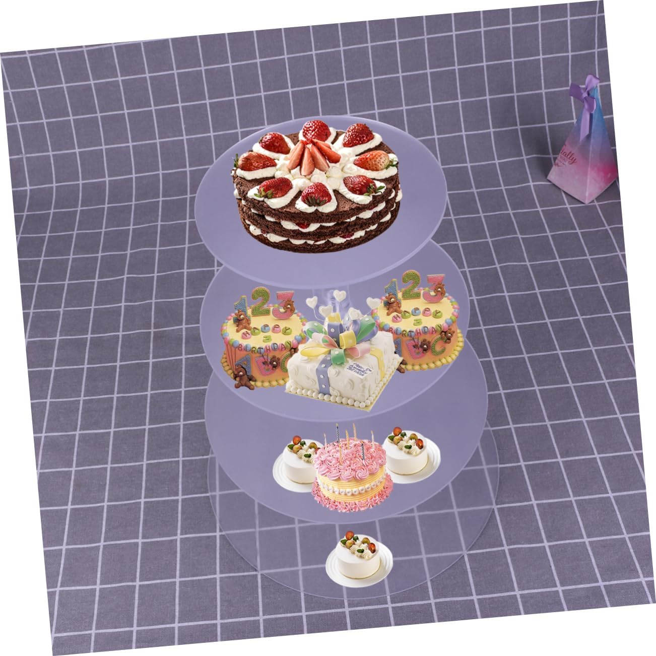 Acrylic Cake Display Stand Round Cake Cupcake Stand Decorative Holder Detachable for Wedding