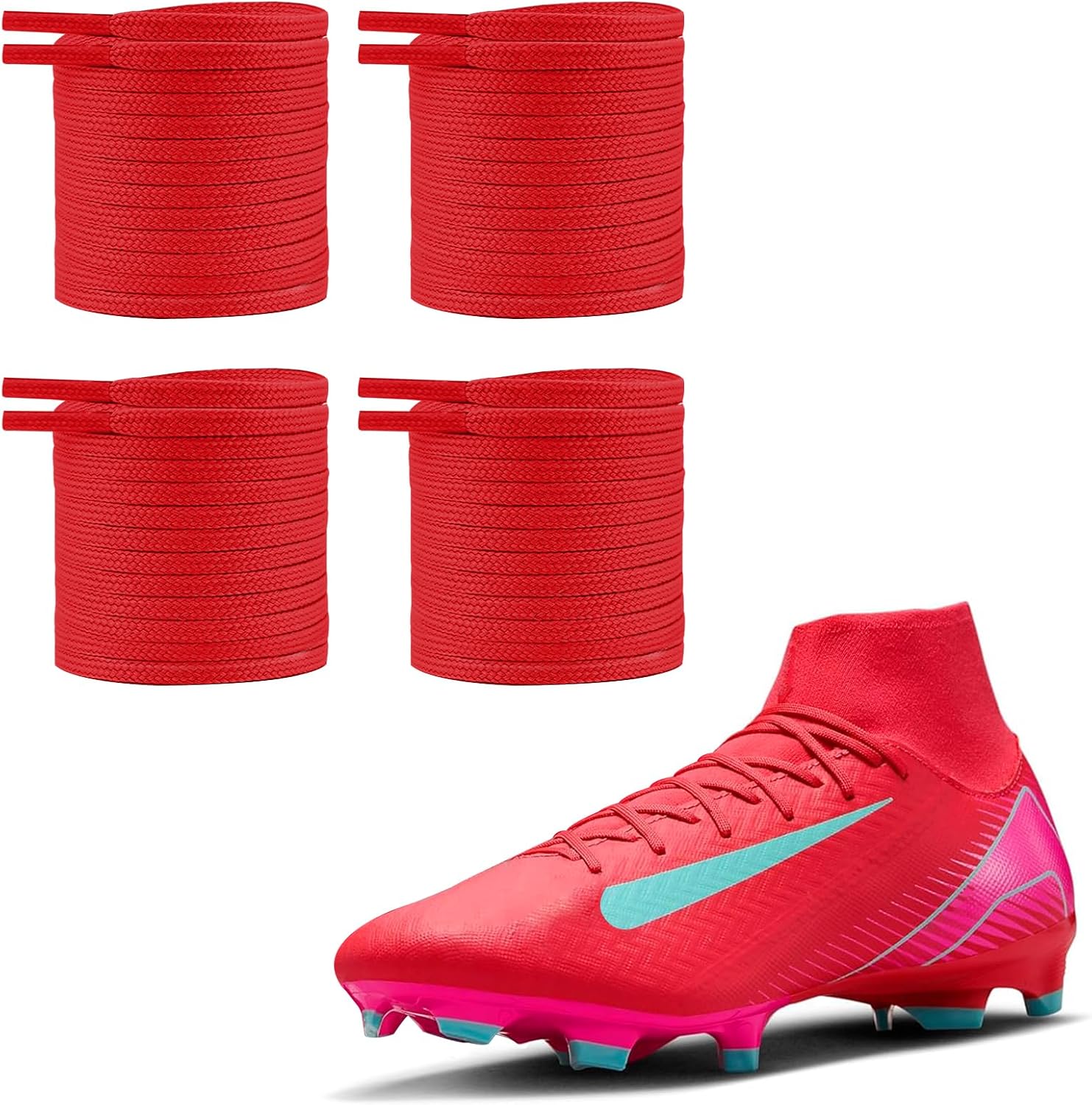 UamGlsob 2 Pairs Soccer Cleats Shoe Laces for Mercurial Shoe, 5/32"(4mm) Thin Football Shoelaces Replacement for Sneaker