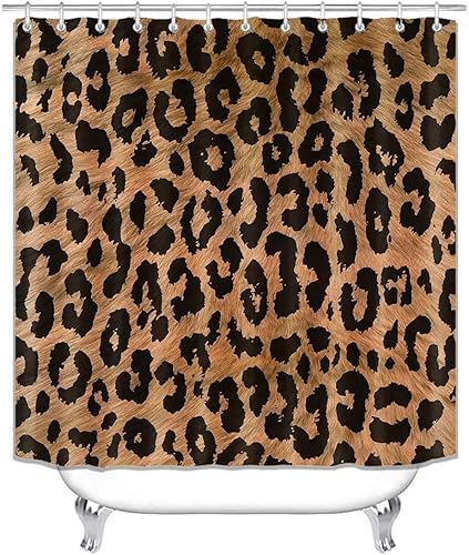 Miniatura 2 de Camille & Andrew - Juego de 4 cortinas de ducha con estampado de leopardo, piel de animal salvaje africano, jaguar, guepardo, decoración de baño,