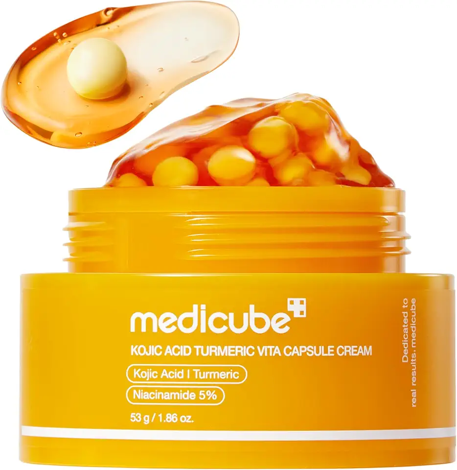 medicube Creme cápsula com ácido kójico e açafrão para tom de pele irregular | Renovação do tom e cuidados radiantes para pele problemática | Açafrão, Kojic, vitamina C | Cuidados com a pele coreanos
