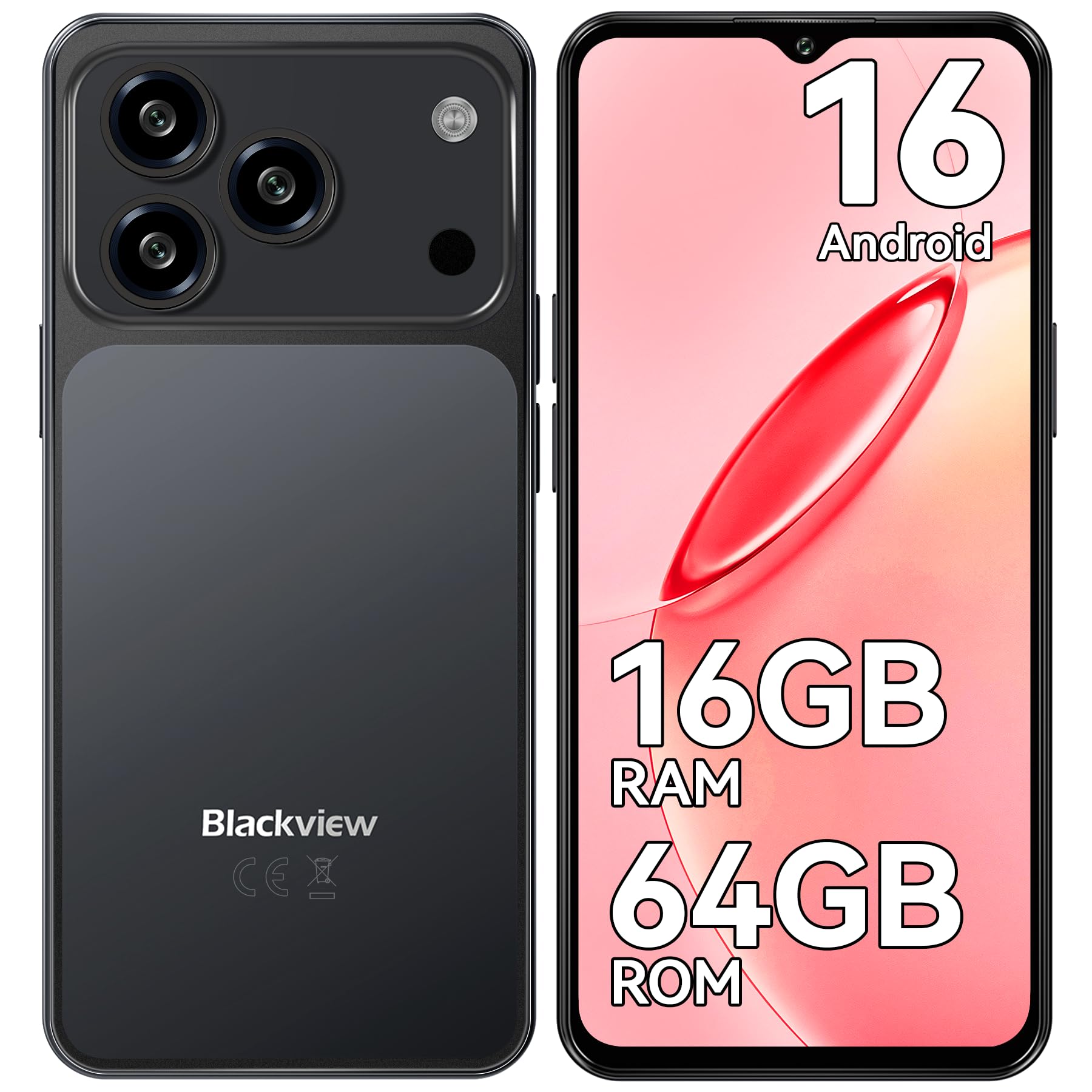Blackview WAVE 7C Smartphone Android 16, 16GB+64GB/2TB Telefono Cellulare | 32MP Cellulare in Offerta, 6.56" Schermo, 5000mAh Cellulari, 4G Dual SIM Telefoni, Face ID, 3 Slot Carte, 3.5mm, IP54, Type-C