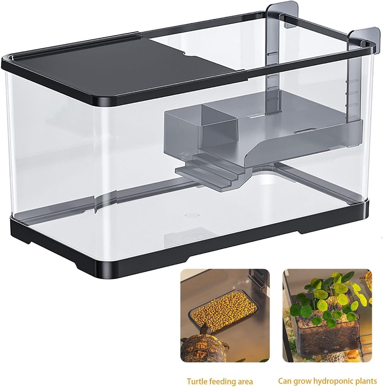 Tank-Aquarium, Komplettes Startergehäuse for Wasserschildkröten Mit Filter, Sumpfschildkrötensee Wasserpumpe, for Den Lebensraum Von Haustier-Reptilien(L-19.5 * 8.5 * 8.3in)