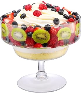 NiHome 110OZ Clear Glass Trifle Bowl for Layered Desserts, Jellies, Salads, Cold Dishes, Fruit Bowls, Martini-Inspired Design Decorative Centerpiece Large Dessert Bowl for Family Gatherings, Parties