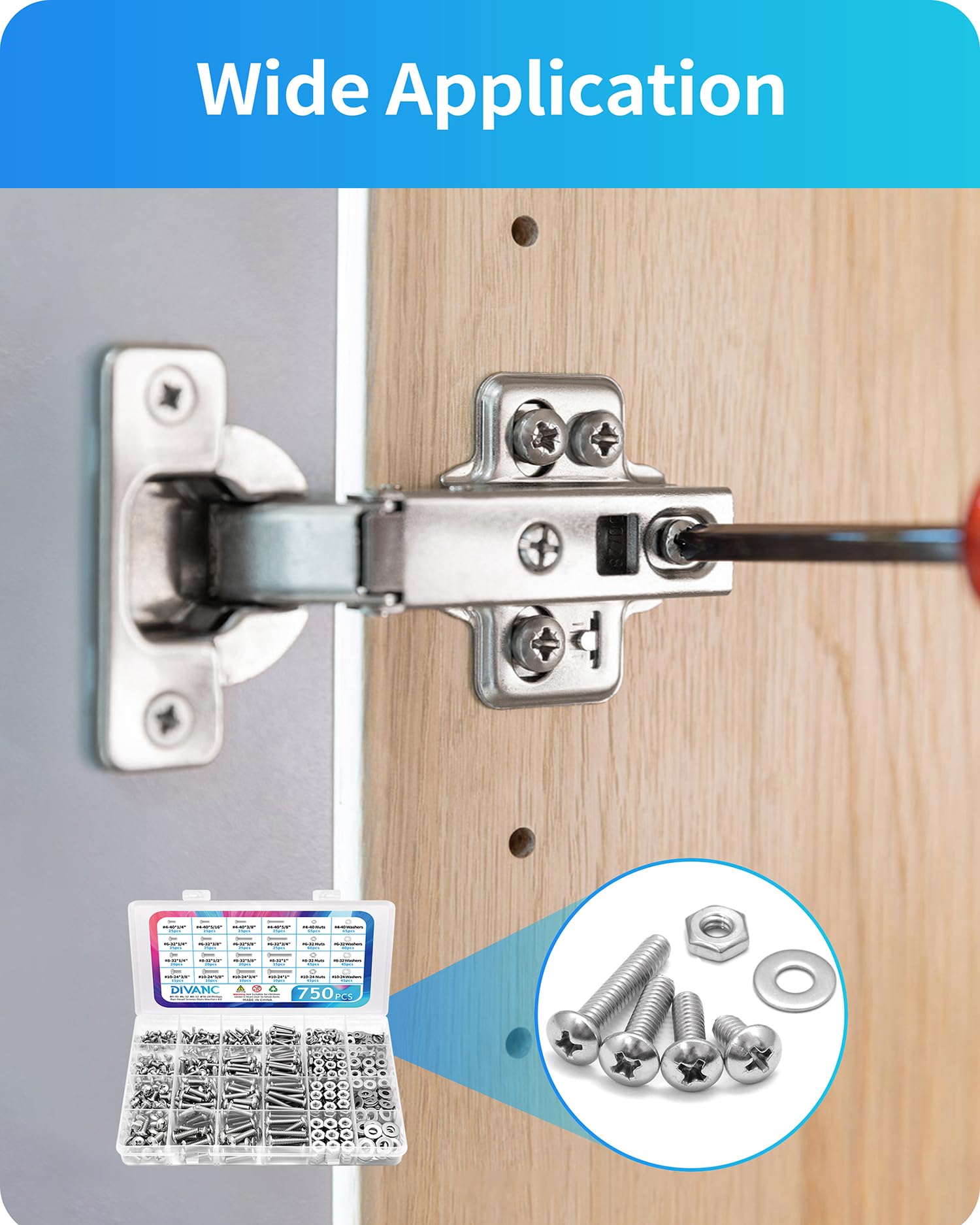 Stainless Steel Nuts & Bolts Assortment Kit - 750 Pcs -6