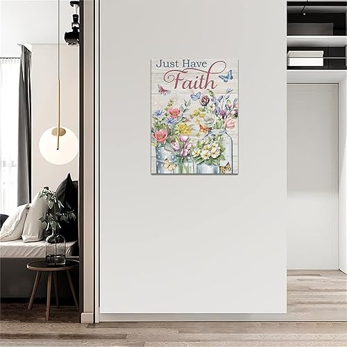 Miniatura 3 de Arte de pared floral para baño, diseño de flores de campo, mariposa, baño, decoración de pared, rústico, botánico, baño, lienzo impreso, pintura