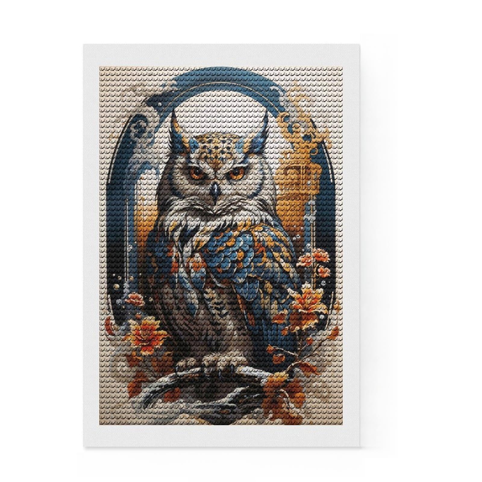 Junmoney Owl Celestial Guardian Full Drill Diamond Painting Kit 8"x12", Relaxing DIY Hobby, Calming Craft to Unwind, Vintage Style Decor