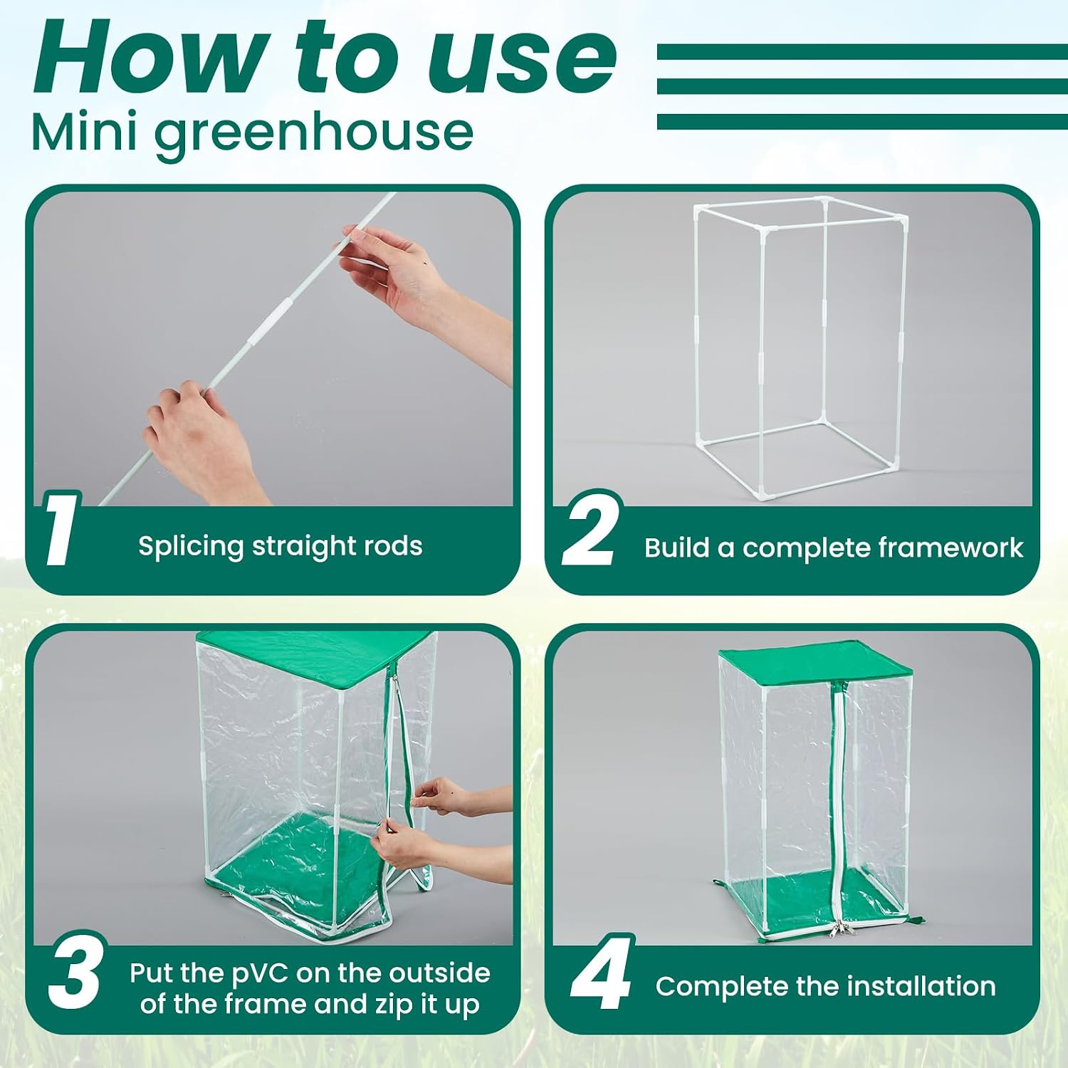 Nuanchu 2 Pcs Mini Greenhouse Clear PVC Plant Cover with Ground Nails image 3