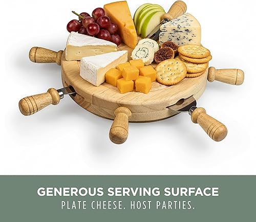 Miniatura 4 de PICNIC TIME Mariner Cheese Board and Knife Set, Novelty Charcuterie Board Set with Stainless Steel Tools Housed in Helm Case Under the Lid,