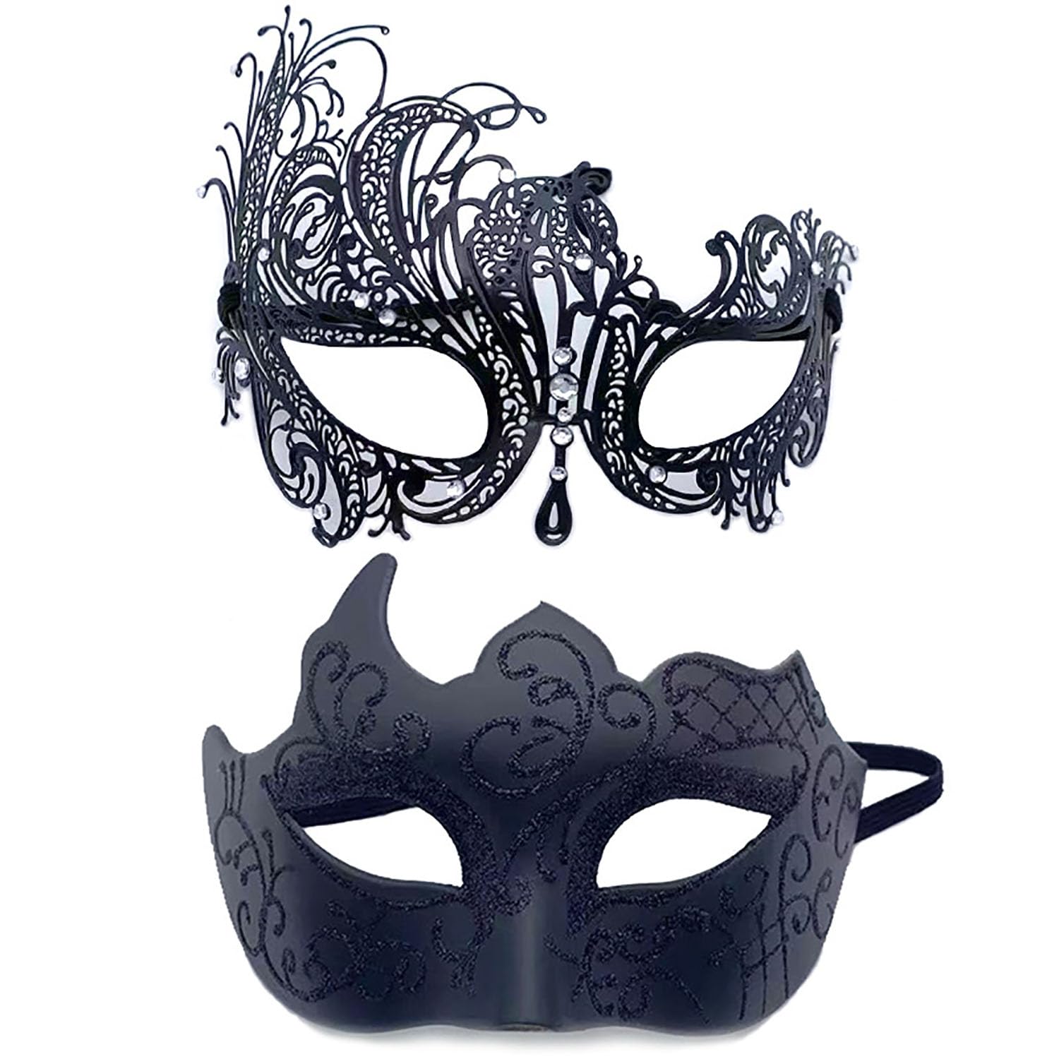 YIMINI 2 Pieces Venetian Masks, Venetian Masquerade Mask for Ball, Masquerade Party Mask for Men and Women, Elegant Dance & Carnival Masks (D)
