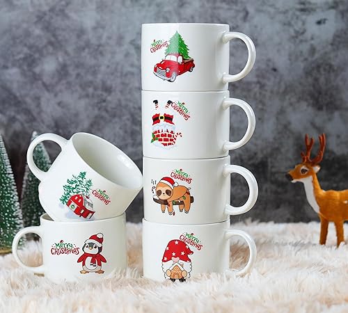 Miniatura 2 de Zeniortex Juego de 6 tazas de café de Navidad de 14 onzas, apilables de chocolate caliente, cacao, cesta de Navidad, regalos navideños para amigos y