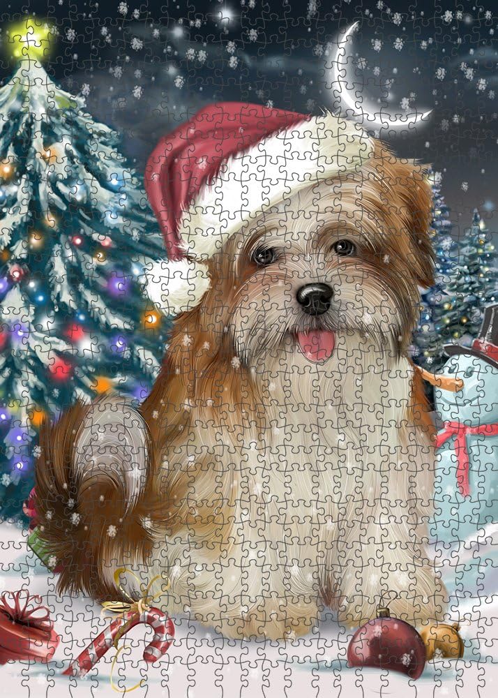 Have a Holly Jolly Christmas Malti Tzu Dog Jigsaw Puzzle for Adults - Animal Printed Interlocking Puzzle Game Artwork - Gift for Dog Lover's -1000 Pcs 29.5"x19.7", PZLE58906