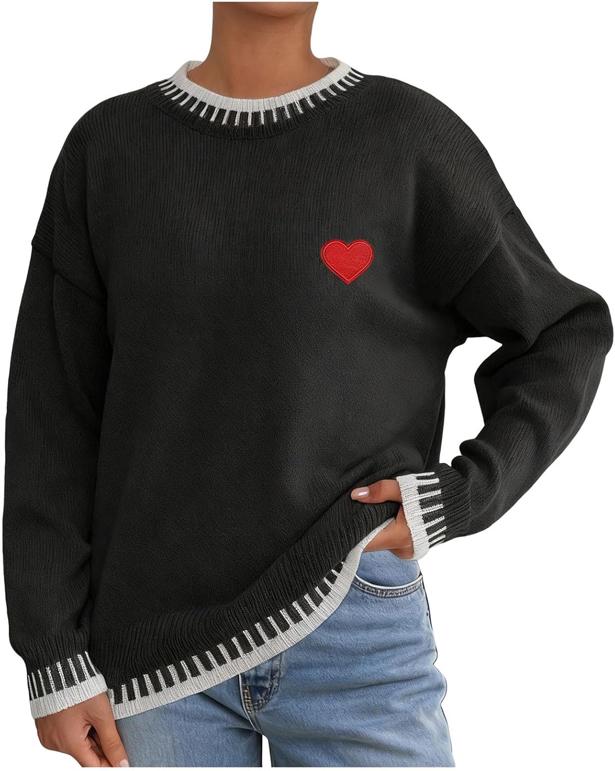 Sweaters for Women Long Sleeve Crewneck Loose Fit Lightweight Casual Pullover Tops Knit Basic Fall Winter Outfits