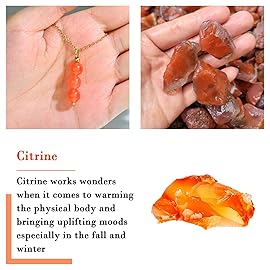 SmileBelle Citrine Crystal Necklace,Women Orange Jewelry Citrine Beads Necklace as November Birthday Gifts for Girls Crystal Pendant Spiritual Jewelry for Women as Christmas Stocking Stuffers