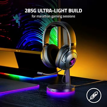 Razer Kraken V3 X Wired USB Gaming Headset: Lightweight Construction - Triforce 40mm Drivers - HyperClear Cardioid Microphone - 7.1 Surround Sound - Chrome RGB Lighting - Black