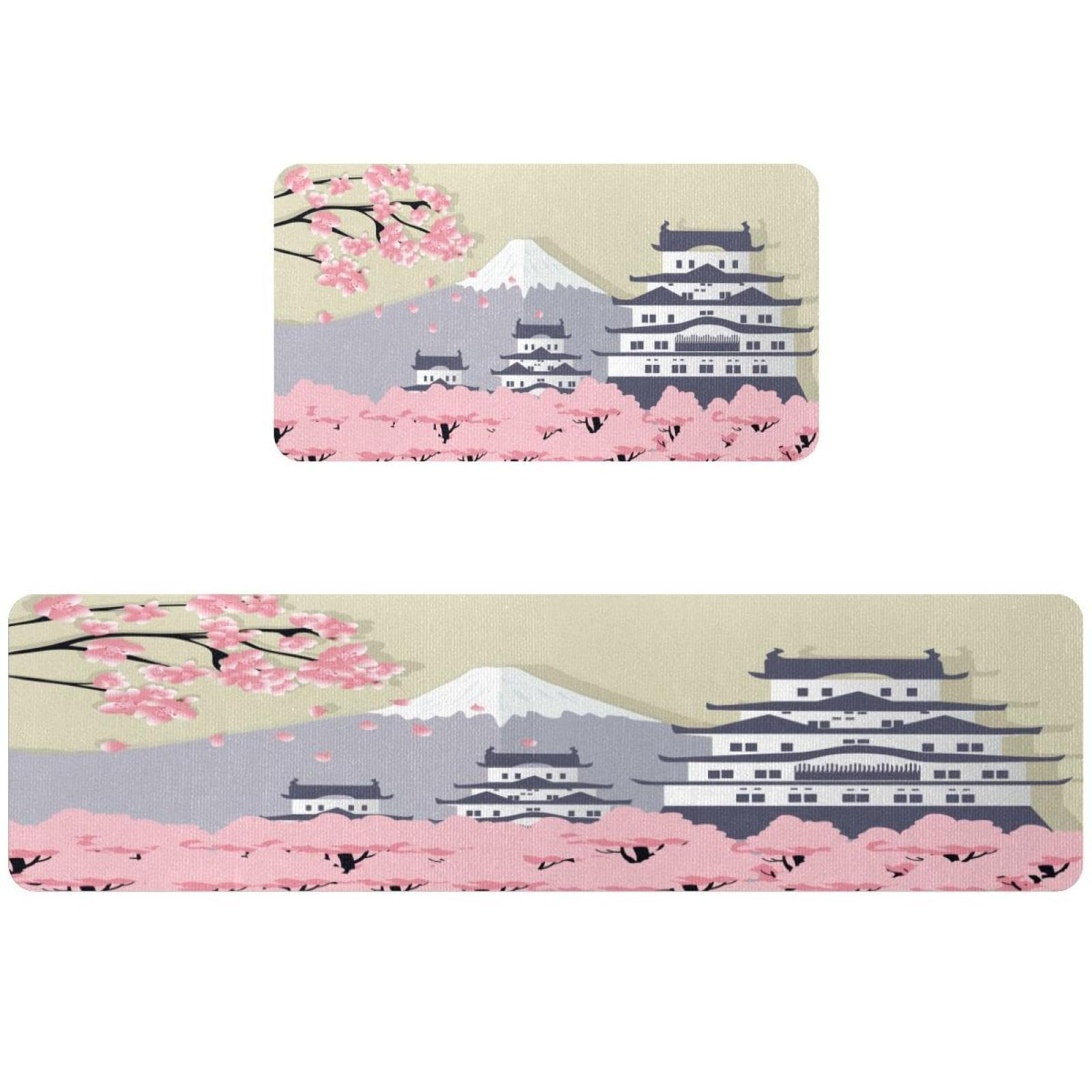 Alfombra de cocina japonesa Fuji antideslizante lavable de 2 piezas