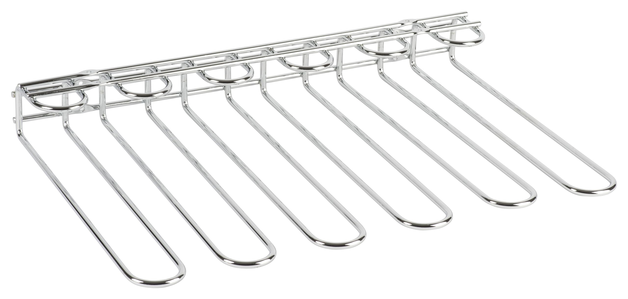 Tellier Rack à verres double fixation - Porte-​verres - Support Mural ou sous-​étagère - Acier Chromé - Environ 20 verres - 45 x 36 x 6 cm