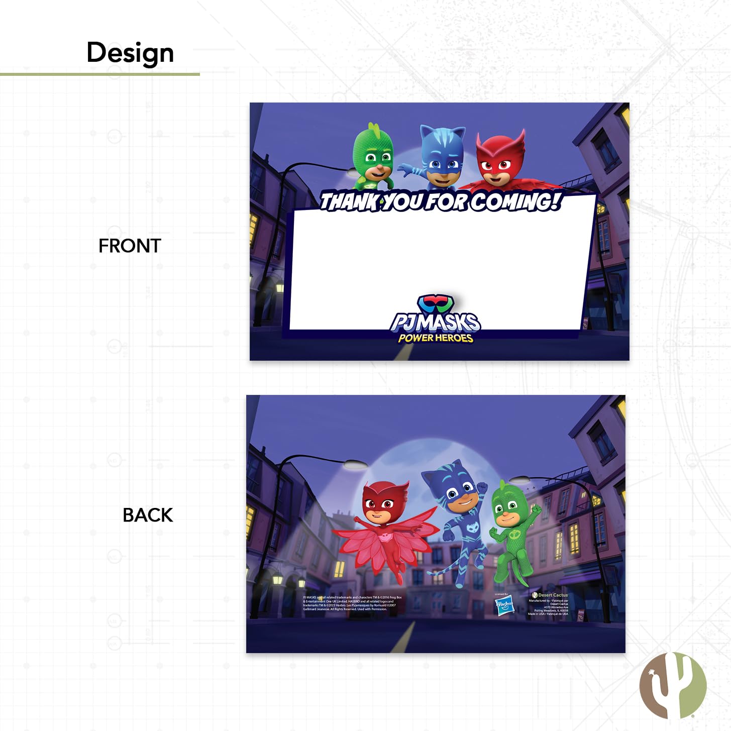 Desert Cactus PJ Masks Einladungskarten – 10 Stück Mit Umschlägen Für Kindergeburtstag