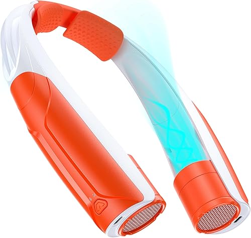 Miniatura 9 de Ventilador de cuello portátil con batería de 6000 mAh, USB-C recargable, ventilador personal negro manos libres 6 velocidades, 6-20 horas de