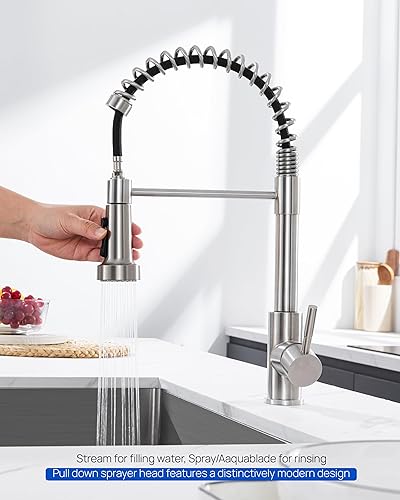 Miniatura 3 de J-HVA Cabezal Rociador de Grifo de Cocina Desplegable Pieza de Repuesto, Boquilla de Repuesto de Rociador de Fregadero Extraíble de 3 Funciones con