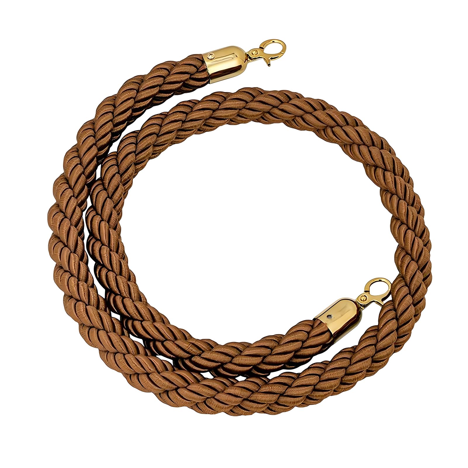 Kaffeebraune Absperrkordel mit goldfarbenem Haken, Sicherheitsseil für Personenleitsysteme, Event-Eingänge, Warteschlangen, Eröffnungen, Hochzeiten, Hotels, Partys(Size:1.5 m / 4.92 ft)