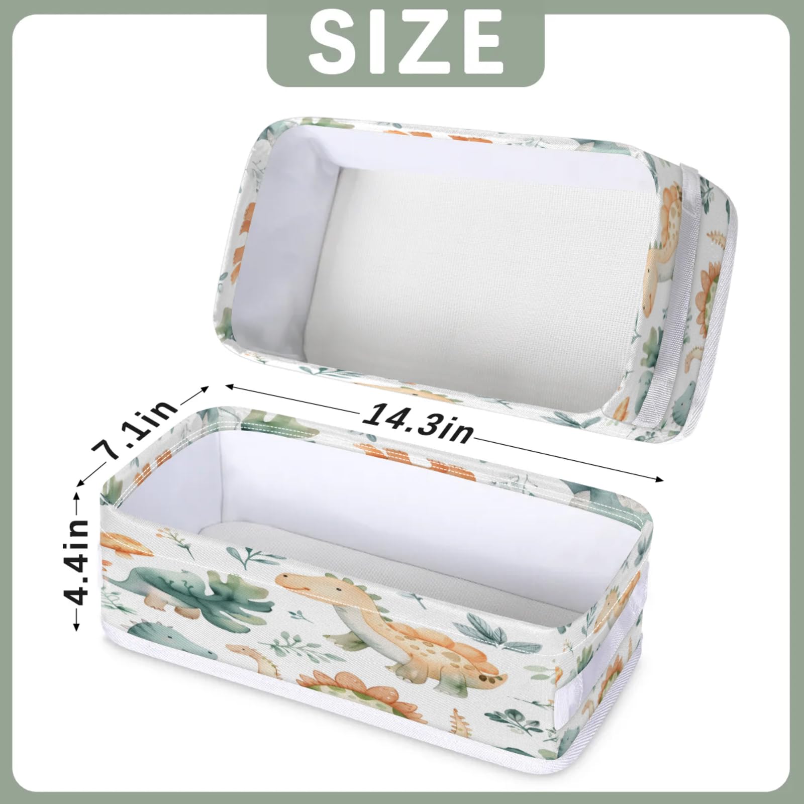 Tablerazzi Toilet Tank Topper Paper Basket with Handle, Cute Dinosaur Bathroom Storage Basket for Organizing, Cute Dino Small Fabric Storage Bins for Bathroom Decor