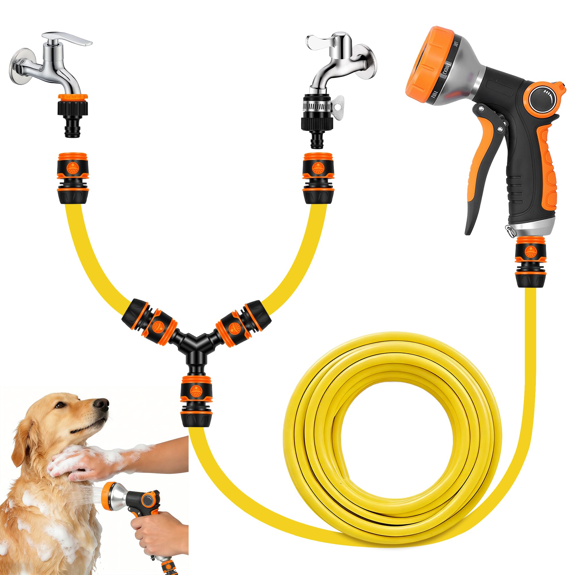 Hundedusche Schlauch-Set 14-teilig – 3m Gartenschlauch für A