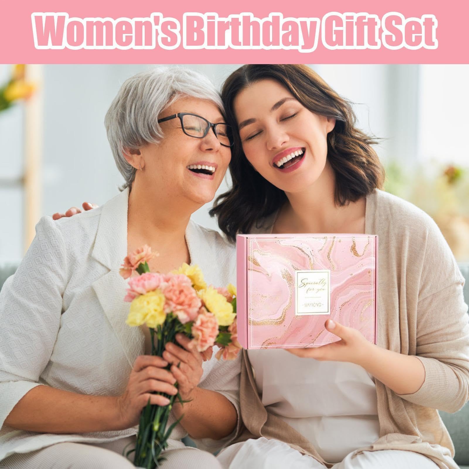 Körperpflege-Set für Damen – 27 x 23 x 13 cm Wellness-Geschenkset 11 | teiliges Wellness-Geschenkset | luxuriöse Decke mit rosa Entspannungskorb für Mama, Freundin, Schwester, Ehefrau, Groß-