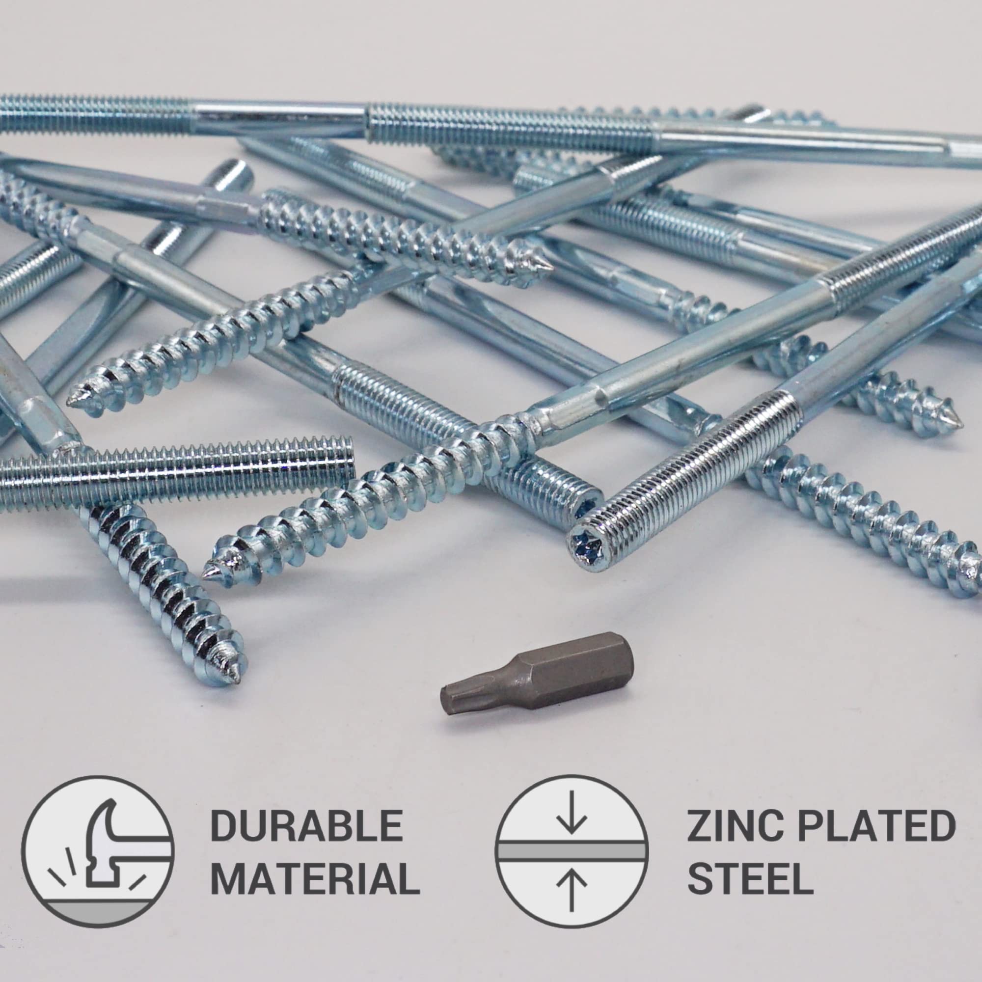 SKIR'CO (35 pcs) Hanger Bolts M8 x 180 mm, Double Ended Thread Dowel Screws, Double Headed Bolts - Image 3