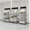 Zfmnoyev Multi-Layer Metal Ceramic Tile Display Rack, Floor Standing Tile Sample Organizer Holder, Building Material Display Shelf, for Retail StoresTrade ShowStoresWarehousesB-131x40x188 cm