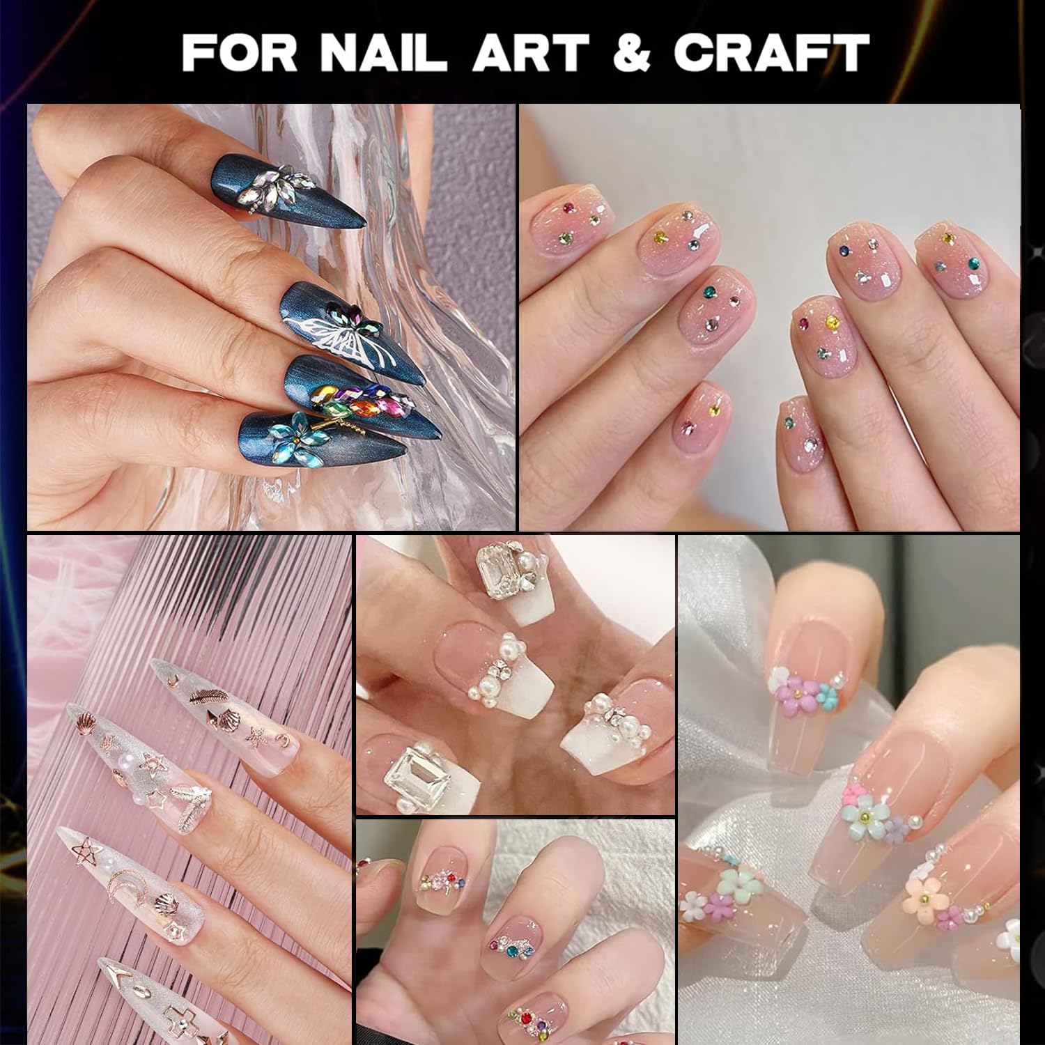 3500 Pièces Strass Ongle Nail Art, Bijoux Ongles Nail Art 3D Strass pour Ongle Avec Pince à Epiler et Stylo de Cueillette Strass Ongles pour Décoration de Ongle Visage Vêtements