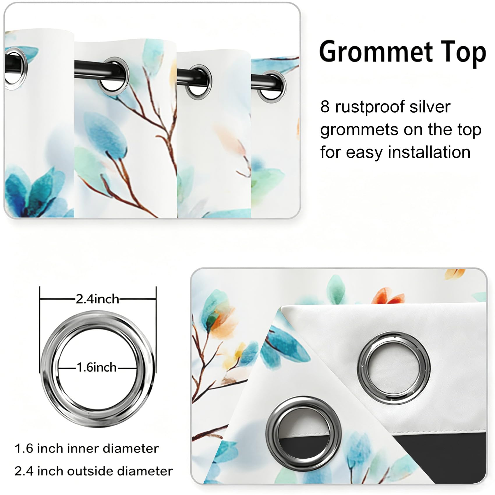 Generisch Bunt Blätter Vorhänge Blickdicht, Boho Blume Gardinen mit Ösen für Wohnzimmer Schlafzimmer, Thermovorhang Kälteschutz Fenster 2er Set H 137 x B 117 - Sd&i294
