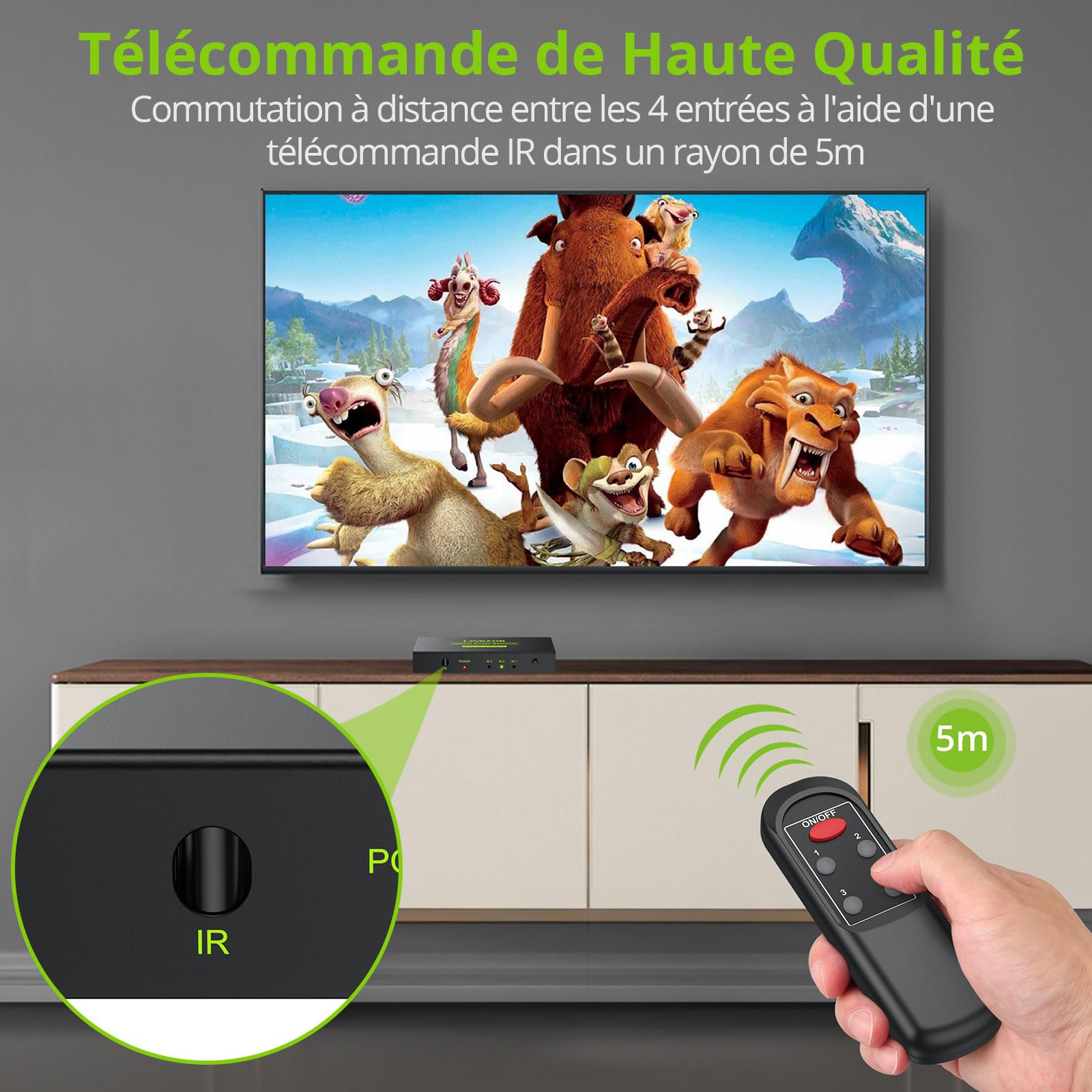LiNKFOR 4Ports SPDIF Switch Box Toslink 4x1 Sélecteur d'Audio Optique Numérique Commutateur 4 en 1 sur Hub Optique avec Télécommande Support PCM2.0 DTS Dolby-AC3 Compatible avec PS3 PS4 Xbox HDTV