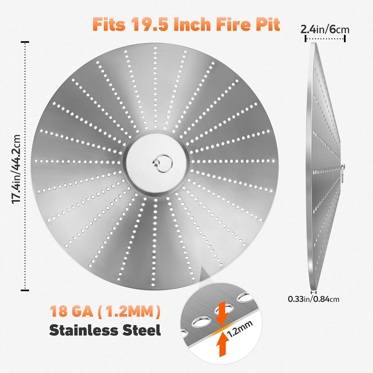 Universal Pellet Adapter for 19.5 Inch Smokeless Fire Pit, Compatible with Solo Stove Bonfire & Most Wood Burning Fire Pits, Heavy Duty Stainless Steel with Easy-Insert Handle, Rustproof