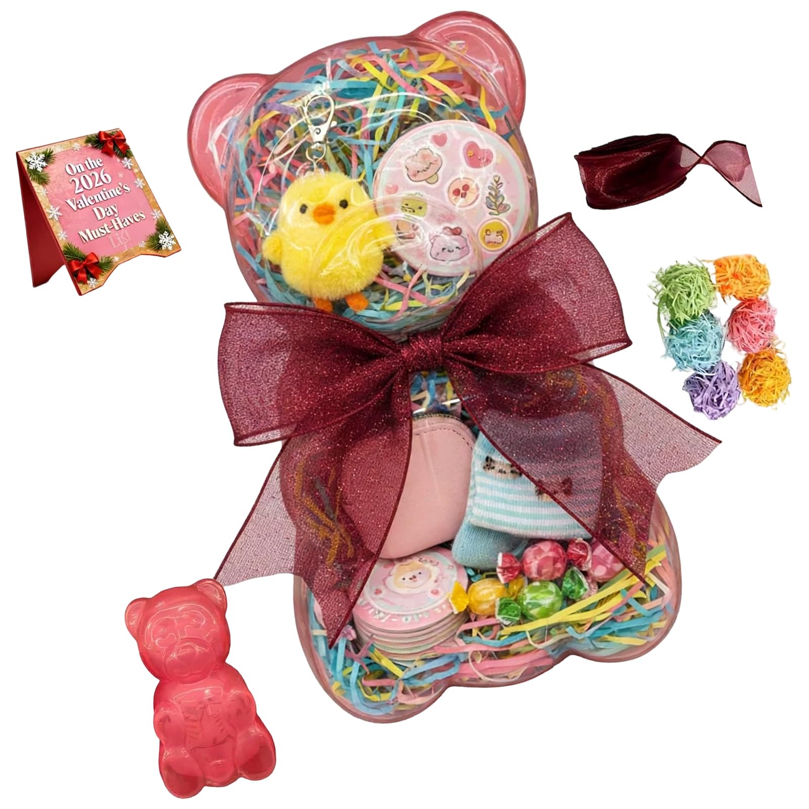 TFAOYS Festives Bear Themed Candy Container with Bowknot Ribbon Gift Box Dispenser for Party Gift and Sweet Treats Wedding Candy Box