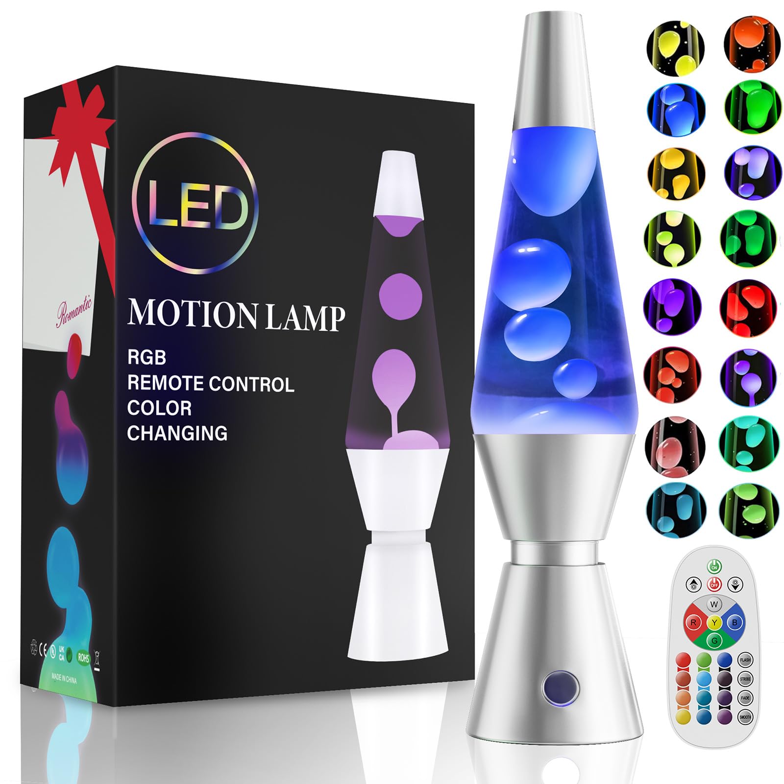 AONESY Lámpara de Lava, Lámparas de Lava para el Alivio del Estrés y Relajación, Lámpara Retro de Decoración del Hogar, Lámpara de Lava de 17 Cambios de Color Grande con Control Remoto para Adultos y